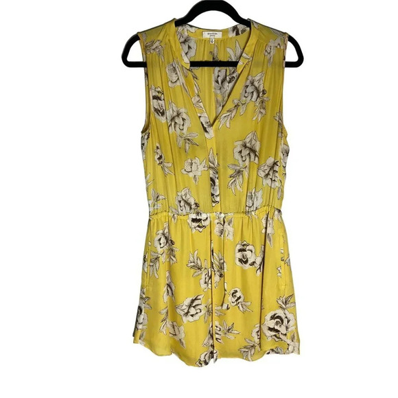 Babaton Ariztia Benedict Yellow Floral 100% Silk Drawstring Dress-sz Medium - Picture 1 of 11
